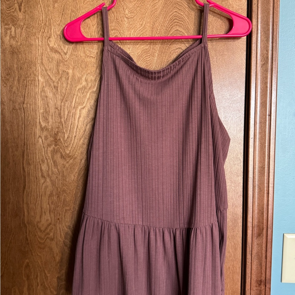 Mauve Ribbed Spaghetti Strap Tank Top